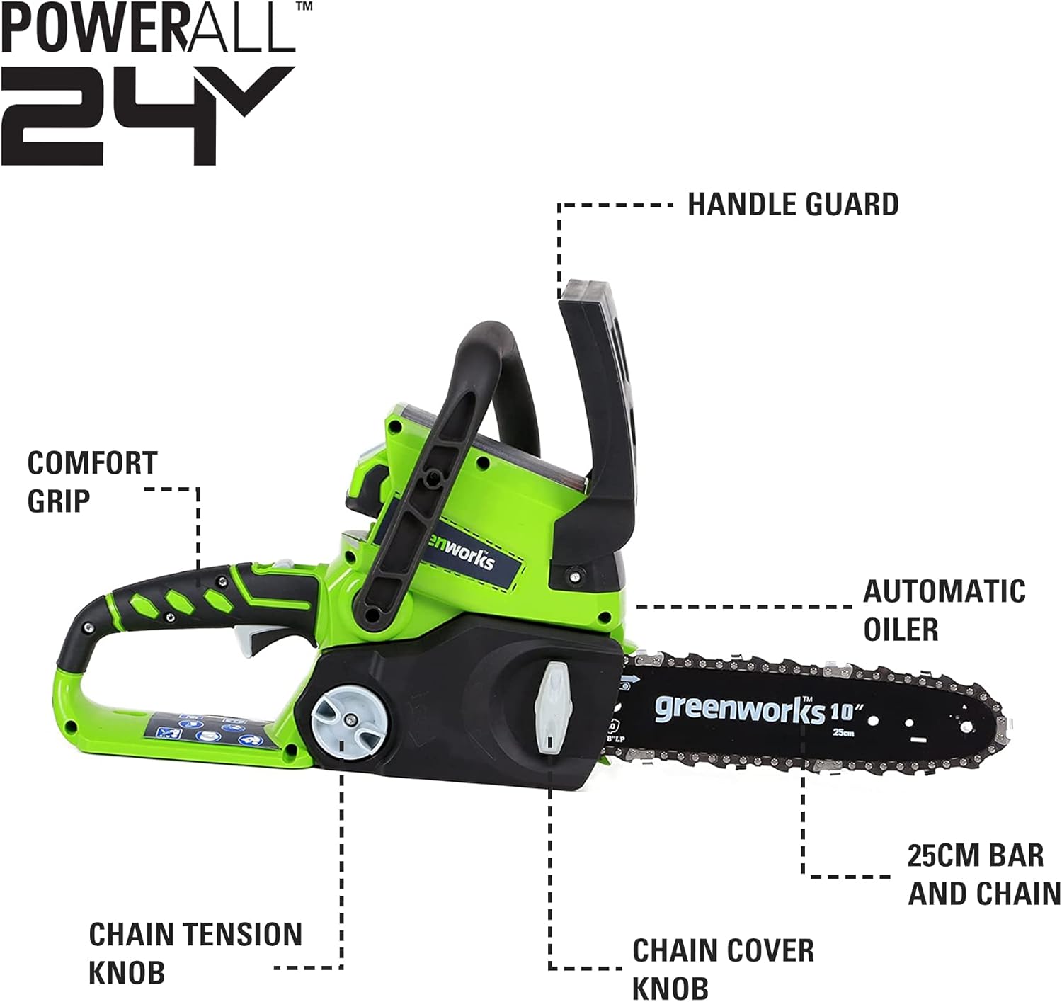 24V Chainsaw 25cm with 2Ah Battery