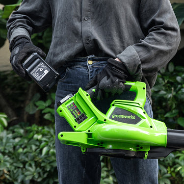 24V+24V Leaf Blower / Leaf Vacuum 322 km/h with 2x 4Ah Battery