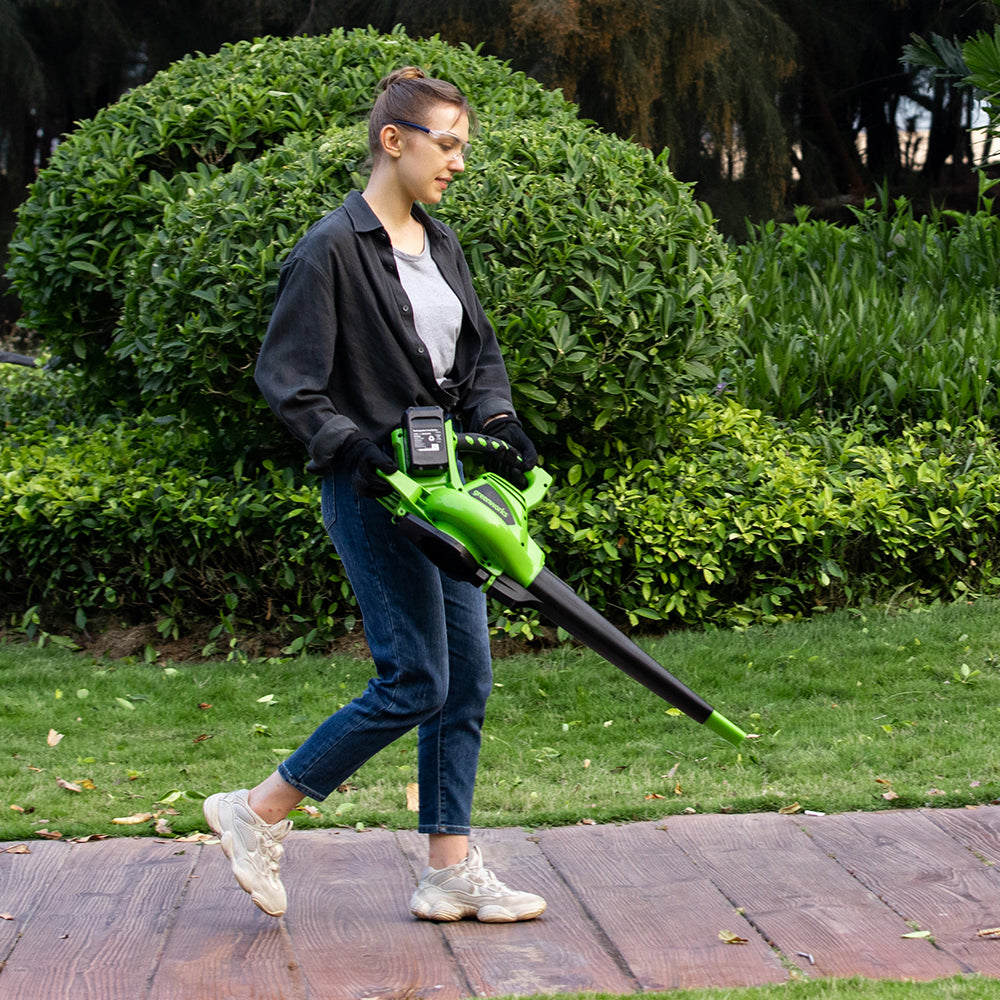 24V+24V Leaf Blower / Leaf Vacuum 322 km/h with 2x 4Ah Battery